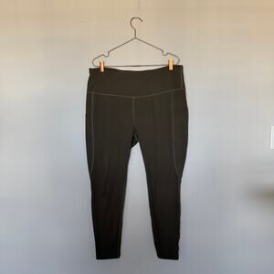 Amazon ZUTY Womens Leggings XL Green Fleece Lined High Waist Yoga Pocket Pilate